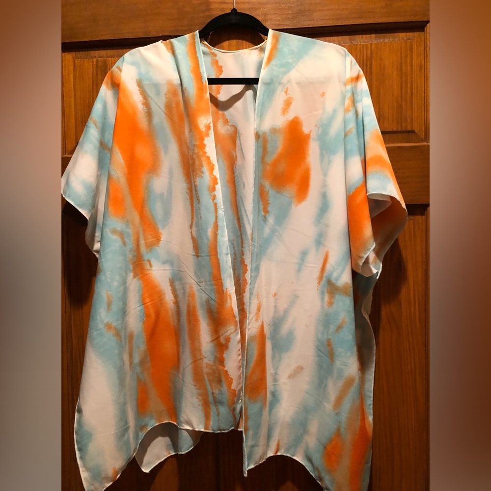 Kimono - teal & tangerine